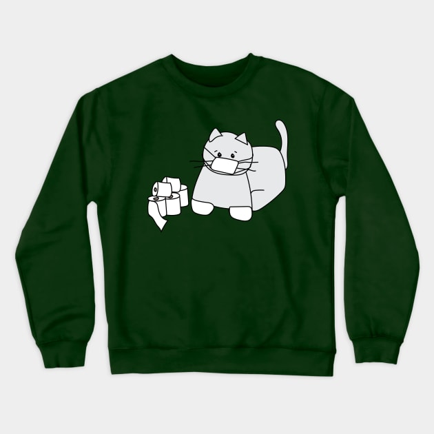 Corona Cat White Gloves Green Back Crewneck Sweatshirt by kristinbell